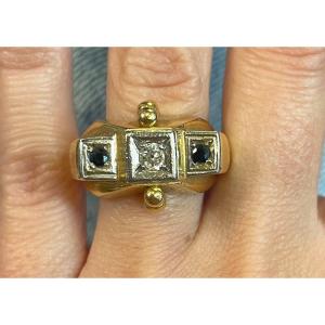 Tank Ring Sapphires And Diamonds