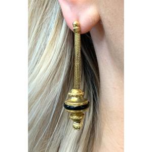 A Pair Of Napoleon III Dangle Earrings 