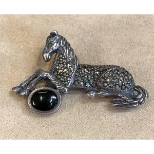 Silver Horse Brooch