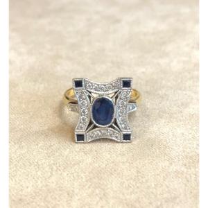 Sapphire And Diamond Pave Ring