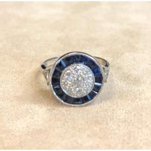 Round Sapphire And Diamond Ring