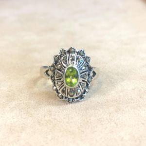 Peridot And Marcasites Ring