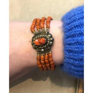 Vermeil And Coral Bracelet