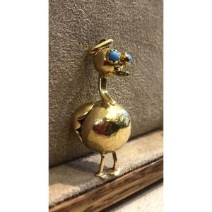 Bird Pendant With Turquoises