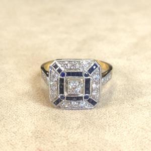 Sapphire And Diamond Pavage Ring
