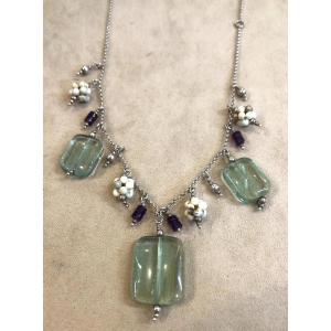Amethysts And Fluorites Necklace