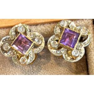 Amethyst Flower Earrings