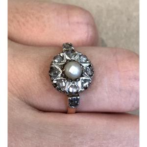 Flower Ring With Pearl In The Center