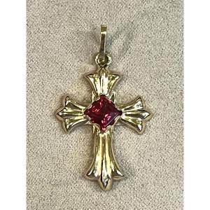 Cross With Red Stone In The Center 