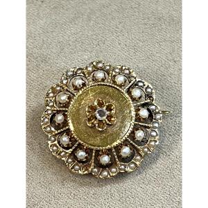 Pink Diamond And Fine Pearl Brooch
