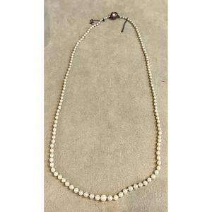 Cultured Pearl Necklace With Diamond Rose And Ruby 