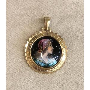Limoges Art Enamel Pendant