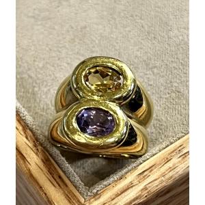You And Me Amethyst And Citrine Bangle Ring 