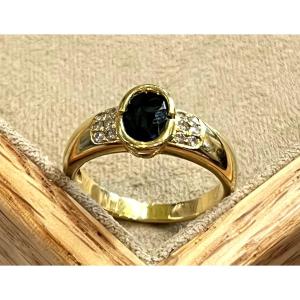 Sapphire And Diamond Bangle Ring 