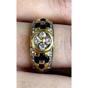 Sapphire And Diamond Flower Headband Ring