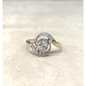Diamond And Rose Rose Swirl Ring
