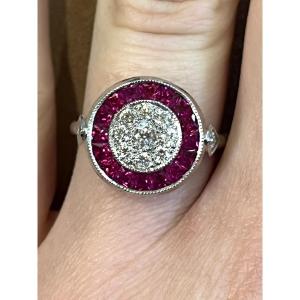 Round Ruby And Diamond Ring 