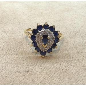 Sapphire And Diamond Teardrop Ring