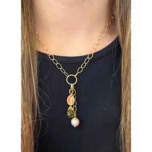 Peridot And Pearl Necklace