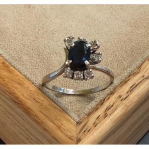 Sapphire Ring With Diamond Petals