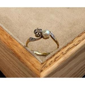 "toi Et Moi" Ring With Pearl And Diamonds