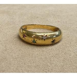 Sapphire, Ruby, Emerald, And Diamond Band Ring