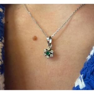 Emerald And Diamond Pendant