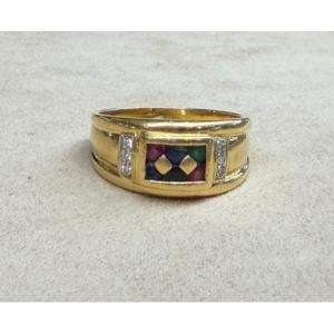 Band Ring With Sapphires, Rubies, Emeralds And Diamonds