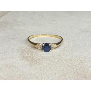 Sapphire And Diamond Line Ring