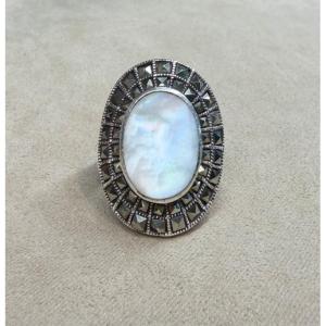 Mother-of-pearl And Marcasite Ring