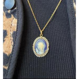 Enamel Medal And Fine Pearls