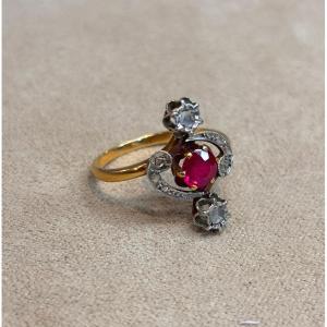 Antique Ruby And Diamond Rose Ring