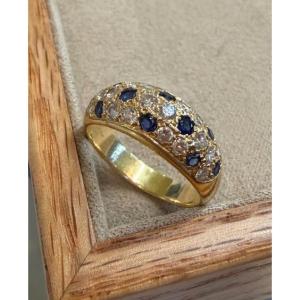 Dome Sapphire And Diamond Ring