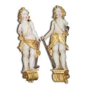 Pair Of Limewood Putti, Circle Of Martin Zürn. Southern Germany, 17th Century.