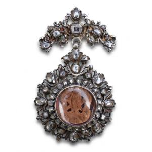 Diamond Set Devotional Pendant With A Micro Sculpture. Spanish, C.1700.