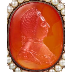 Carnelian Cameo Probably Representing Maria Theresa. German, 18th Century.