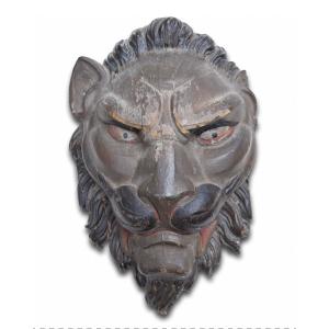  Bold Oak Relief Of A Lions Head. French, 18th Century.