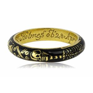 Enamelled Gold Skeleton Mourning Ring. English, First Half Of The 18th Century