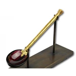 Rare Gold Handled Garnet Spoon. French, Mid 16th Century.