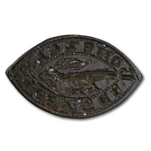 Medieval Bronze Seal Of A Bird With A Branch In Its Beak. English, 14th Century.