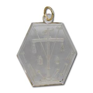 Large Engraved Rock Crystal Pendant. Italian, Late 17th Century.