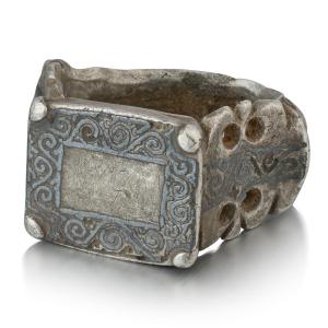 Seljuk Silver And Niello Ring. Persia, 12th -13th Century.