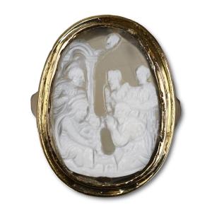 Ring With A Medieval Cameo Of The Adoration Of The Magi. Italian, 15th Century.