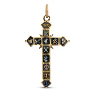 Enamelled Gold Cross With Instruments Of The Passion. German, Early 17th Century