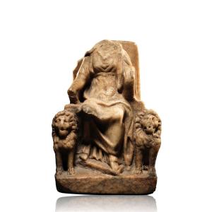 Marble Statuette Of Cybele Enthroned, Roman Empire, Circa 3rd Century A.d.