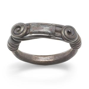 Silver Ring With Spiralled Terminals And Axe-motif. Balkans, 1st–2nd Century Ad.