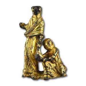 Gilt-bronze Group Depicting An Act Of Almsgiving. England, Early 12th Century