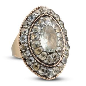 Aquamarine Cluster Ring In Silver And Gold. Portuguese, Late 18th Century.