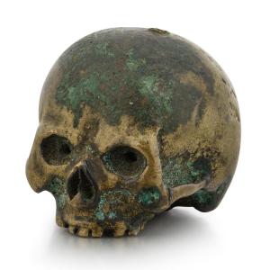 Bronze Skull Finial From The Base Of A Crucifix. French Or German, 17th Century.