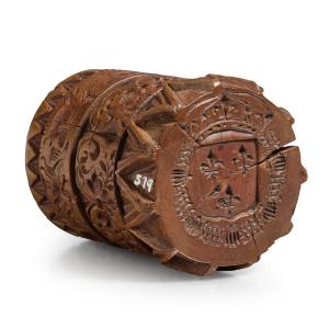 Boxwood Roller Print With Royal Arms. France, 18th Century.